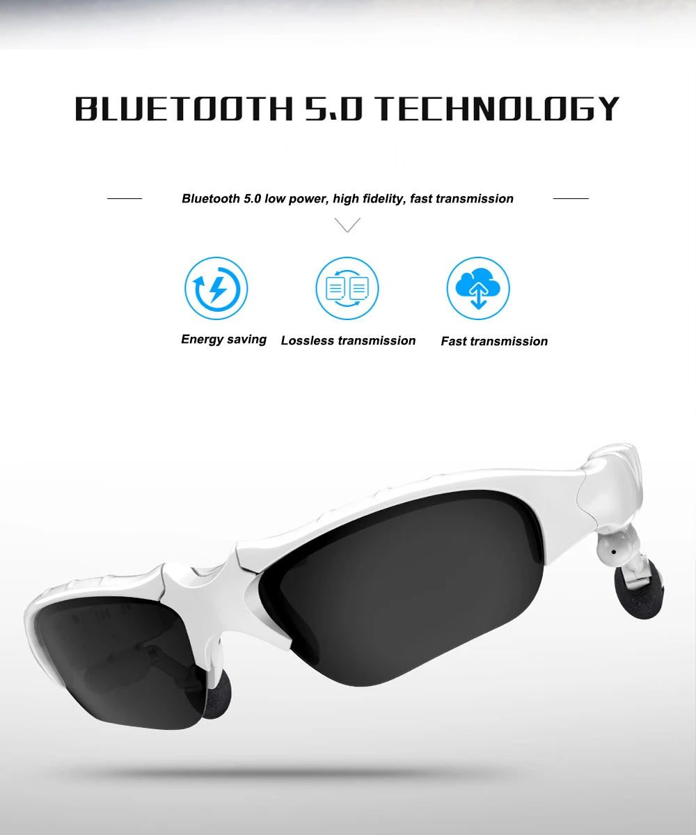 Bluetooth солнцезащитных очков спортивные наушники Bluetooth Беспроводной гарнитура Sunglass большой Батарея Ёмкость