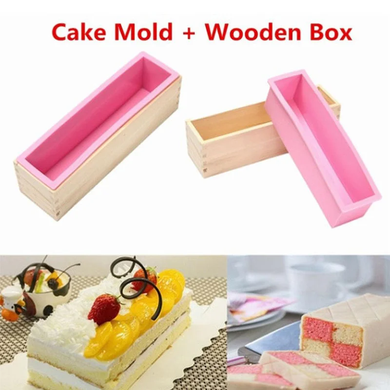 

1200ml Silicone Soap Mold Rectangular Wooden Box with Flexible Liner for DIY Handmade Loaf Mould Soap Mold Cake Decorating Tools