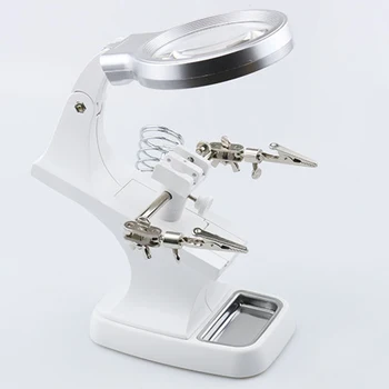 

Multi-functional 3X/4.5X Magnifying Glass Clip Holder Clamp Helping Hand Soldering Repair Tool Welding Magnifier Lamp
