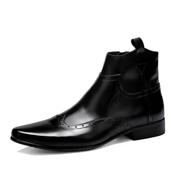 

NEW Men Boots Genuine Leather Boots Large Size Men Casual Boots Lace-Up Bullock Boots Men Black Spring/Autumn Shoes