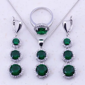 

Attractive Green Imitation Emerald White CZ 925 Sterling Silver Jewelry Sets For Women Trend Fashion Jewelry Free Shipping J0022