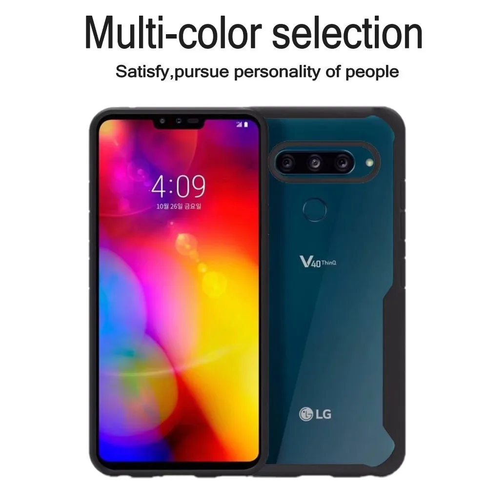 

Phone Case For LG V40 ThinQ Case Luxury Soft Silicone + Transparent PC Shockproof Cover Fundas For LG V40 V 40 ThinQ Case Cover
