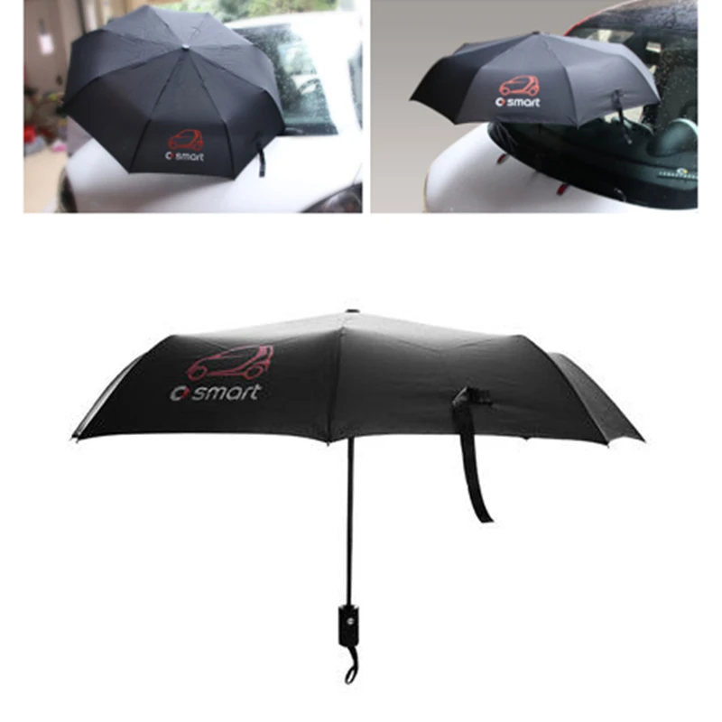 

For brabus smart 450 451 453 With smart logo Black Coating Parasol Car Windproof Three-fold Automatic Umbrella car decoration
