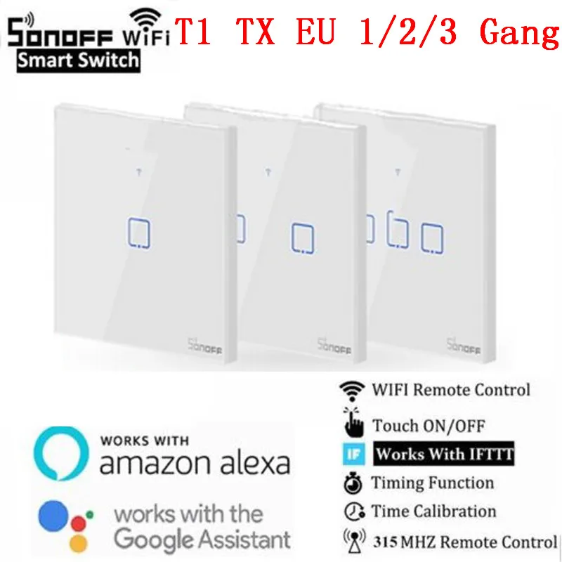 Умный выключатель Sonoff T1 1 3Gang TX EU Wi Fi и РЧ 86 Тип умный настенный сенсорный