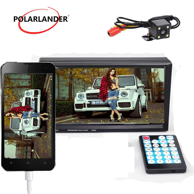 USB/TF/AUX/FM 7 дюймов Зеркало Ссылка Экран автомобиль радио MP5 плеер Bluetooth 2 Din Сенсорный