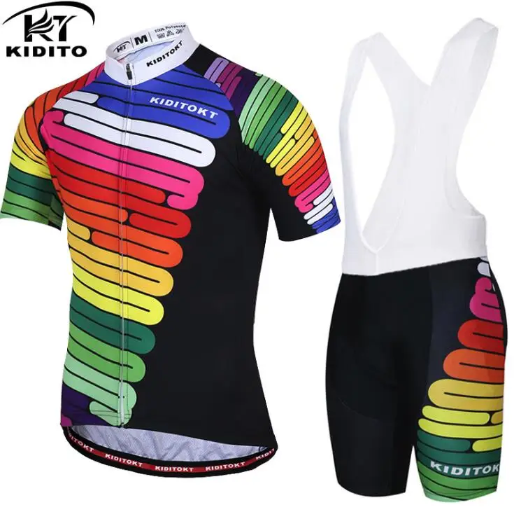 Jersey and Bib Pants KIDITOKT набор Джерси для велоспорта completo ciclismo estivo bretelle uniforme bicicleta roupa maillot ciclismo hombre одежда - Цвет: Jersey and Bib Pants
