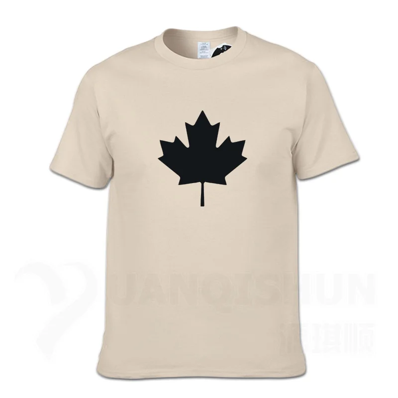 Канада или Торонто кленовый лист с принтом Мужская футболка модные летние футболки мужские хлопковые с коротким рукавом Футболка уличная футболка - Цвет: Sand color