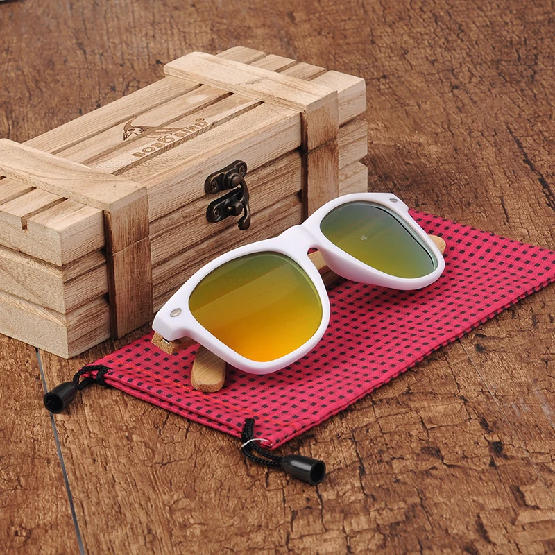 BOBO BIRD, женские солнцезащитные очки из бамбукового дерева, поляризационные, Белая Квадратная оправа, винтажные очки oculos de sol feminino C-CG007