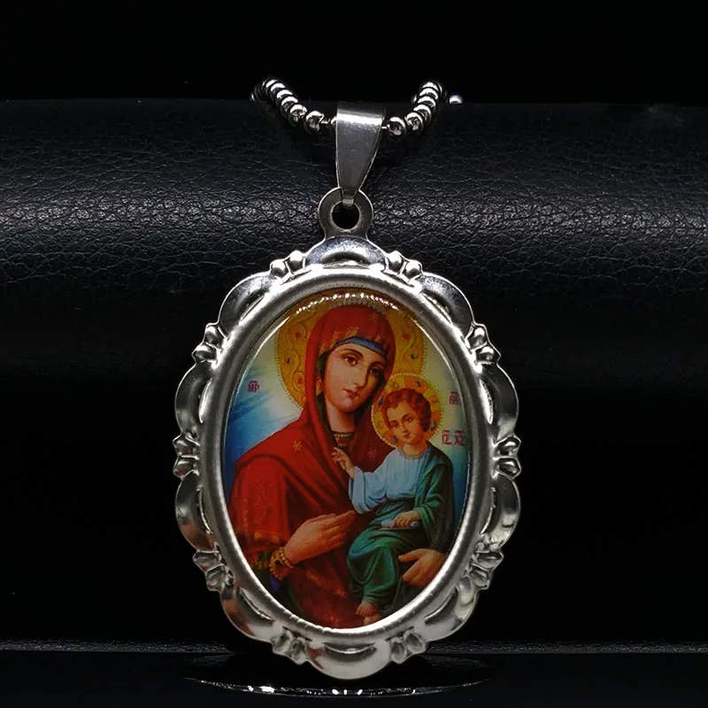 

2019 Goddess and Jesus Silver Color Stainless Steel Necklace for Women Stainless Steel Necklace Jewelry collares mujer N72258B
