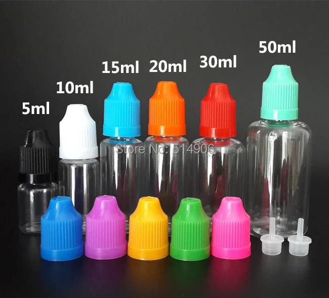30 мл пустые бутылки жидкость E PET Transparen Пластик капельницы бутылки с восковыми крышками и длинным тонким наконечником для E сок