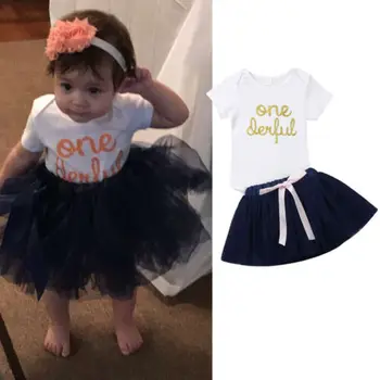 

Princess 1st Birthday Gifts Baby Girls Romper +Tutu Mini Skirt Dress 2Pcs Baby Clothes