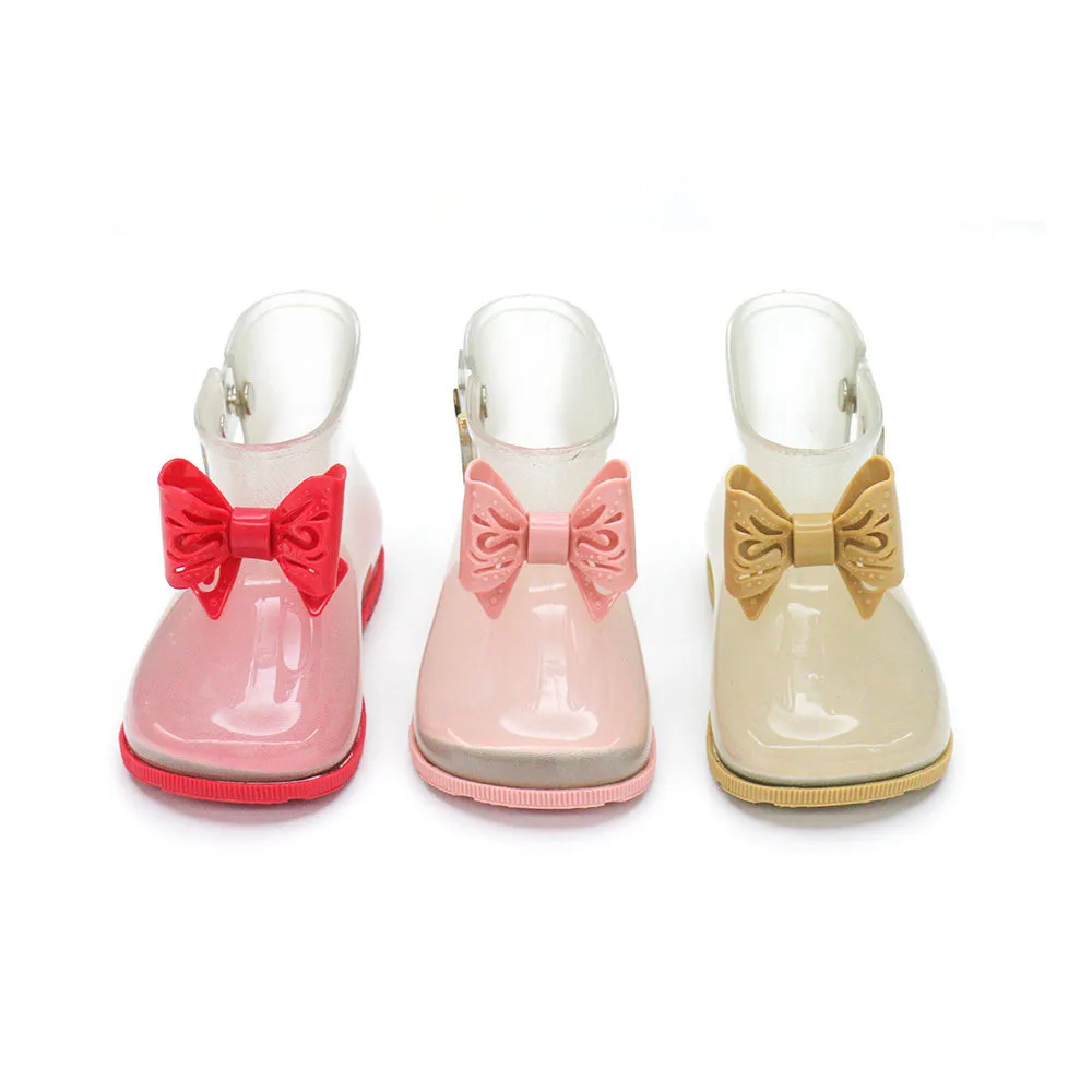 Mini Melissa/6 цветов; непромокаемые сапоги; Новинка года; противоскользящие желе резиновые сапоги; Melissa для девочек и мальчиков; обувь с бантом; прозрачная детская водонепроницаемая обувь