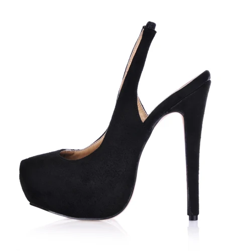CHMILE CHAU/атласная пикантная обувь для вечеринок женские туфли-лодочки на платформе с круглым носком на высоком каблуке-шпильке с ремешком на пятке zapatos mujer 3463B-C5 - Цвет: Black Suede