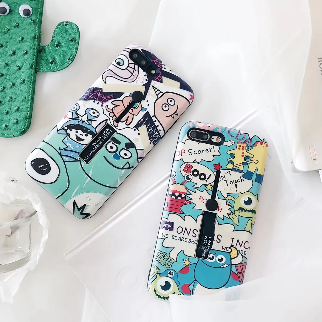 

Stretch Ring Stand Kickstand Lovely Cartoon Monsters University Case For iPhone X XR XS Max 7 6 6S 8 Plus Phone Cover Capa