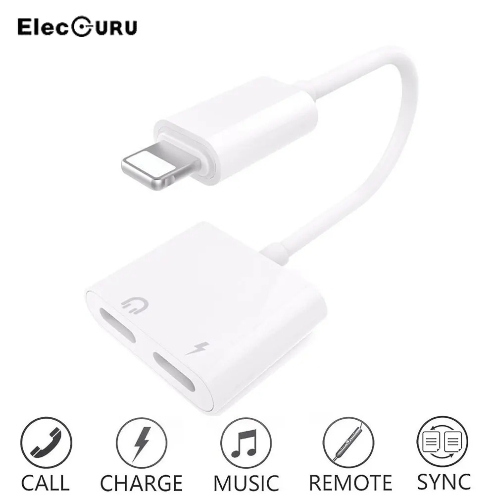 2 в 1 двойной адаптер Lightning для зарядки аудиоадаптер iPhone 8 7 Plus 10 X разветвитель
