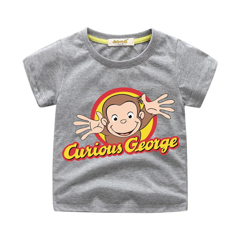 Детская футболка с 3D принтом в виде забавного Джорджа и обезьяны; Одежда для мальчиков и девочек; Летние Короткие футболки; одежда; детская футболка; WJ050 - Цвет: Grey Tshirt
