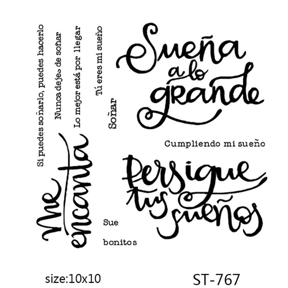 10*10 испанские слова прозрачные штампы пуля журнал Силиконовое уплотнение для DIY Скрапбукинг штамп фотоальбом для изготовления карт 767