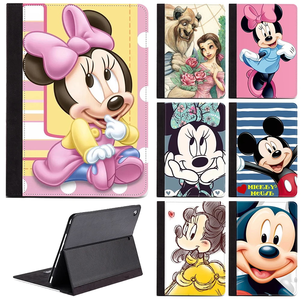 

Colorful Cute Cartoon Mickey Minnie Mouse Fairy Beautiful Princess PU Leather Tablet Case Cover For Apple iPad 2 3 4 Generations