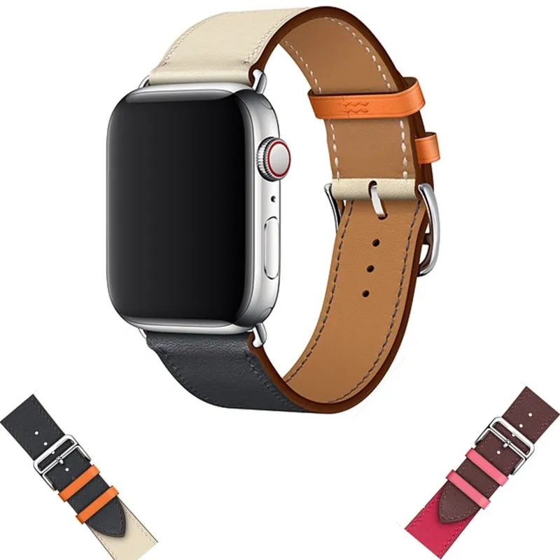 

40mm 44mm Watch Band For Apple Watch Series 4 Single Tour Genuine Leather Strap for iWatch Series 1 2 3 4 Bracelet Wrist Bands