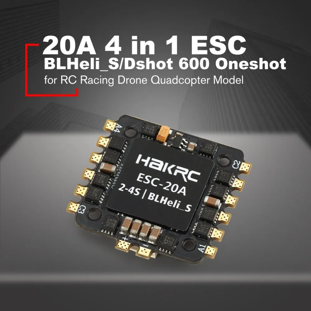 

20A 4 in 1 2-4S BLHeli_S/Dshot 600 Oneshot ESC Electronic Speed Controller for RC Racing Drone Quadcopter Accessories