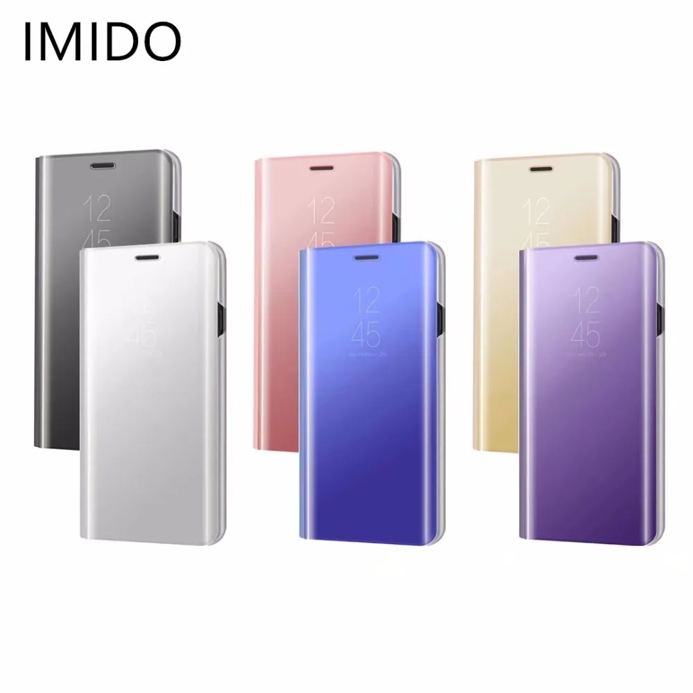 Luxury Flip Stand Leather Clear View Smart Mirror Phone Case for Samsung Galaxy J3/J5/J7EU 2017 J5/J7 2016 J6/J4 2018 J2pro2018 | Мобильные
