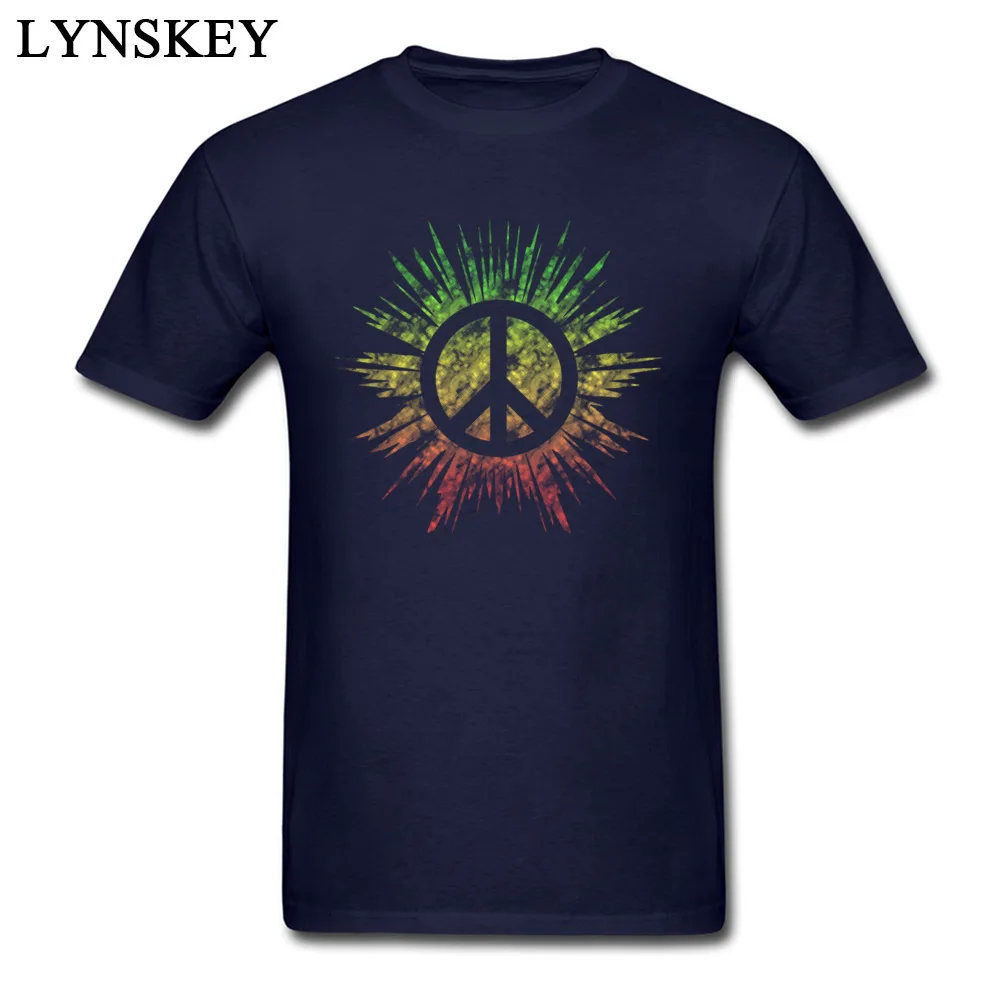 Men Tops Tees Fashionable Summer T-Shirt Cotton Fabric O-Neck Short Sleeve Cool Rasta Peace Sign Sweatshirts Top Quality Rasta Peace Sign navy