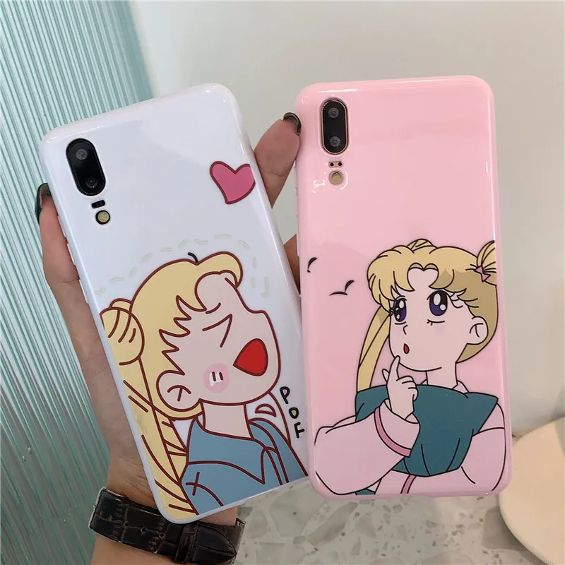 

P20 Lite Sailor Moon Bright Smooth Slim Back Phone Case For Huawei honor 7X/8X/8C/9/10lite/P20 Pro/Nova3/2S candy soft TPU cover
