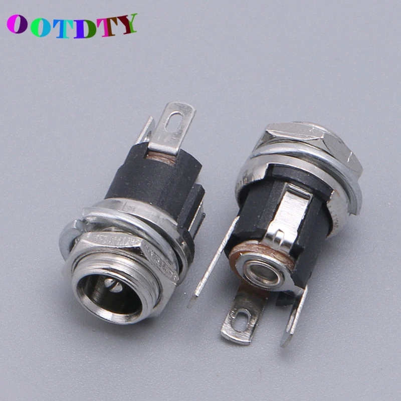 

OOTDTY 10Pcs DC Power Supply Jack Socket Female Panel Mount Connector 5.5*2.1mm