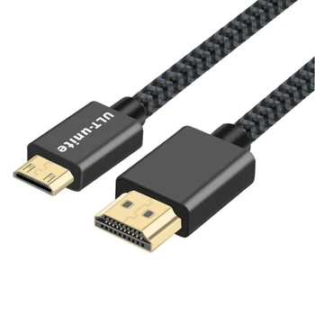 

Gray 2.0V 4K 3D 60Hz Mini HDMI cable, Nylon Braided HDMI 2.0 to Mini HDMI HD Cable 18 Gbps for Camcorder Camera Tablet TV