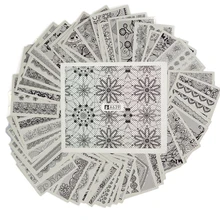 48 листов в партии, Переводные ногти с водой, кружевные черные цветы, дизайн, маникюрные советы, инструмент для украшения ногтей, набор A625-672