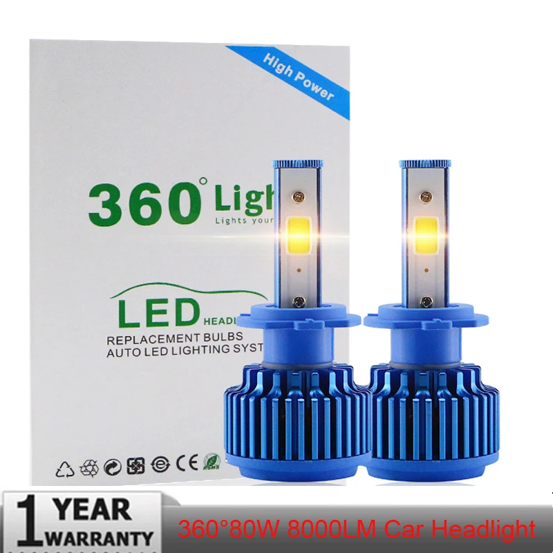 

Muxall Super bright Headlight Headlamp 360 280 degree fix 12-24V COB Conversion kit 8000lm 6000k H1 H3 H11 H4 9005 9006 880 881