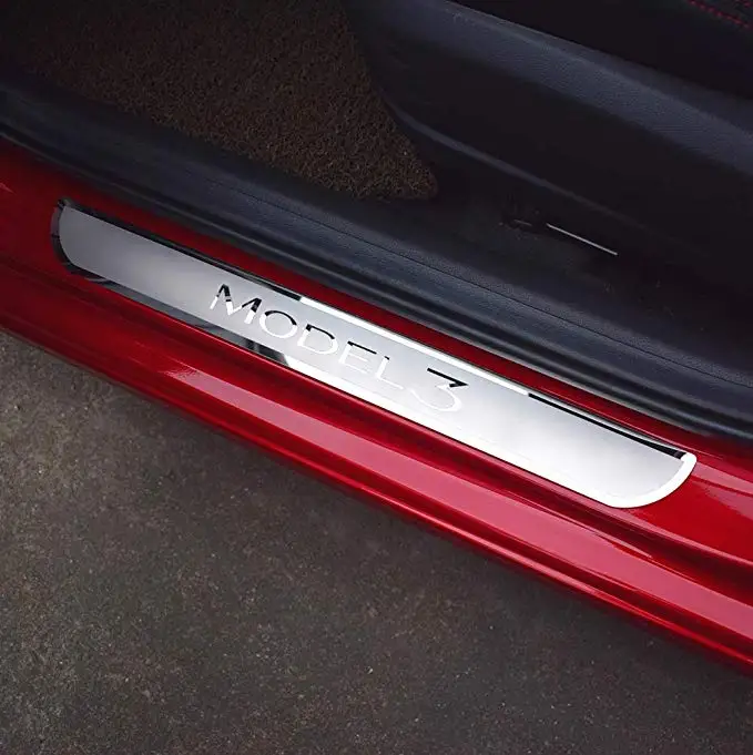

Car Stainless Steel Door Sill Scuff Plate for Tesla Model 3 2017-19 Model3