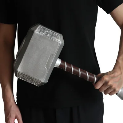 44cm Thor's Hammer Cosplay 1:1 Thor Thunder Hammer Figure Weapons Model Kids Gift Movie Role Playing Safety PU Material Toy