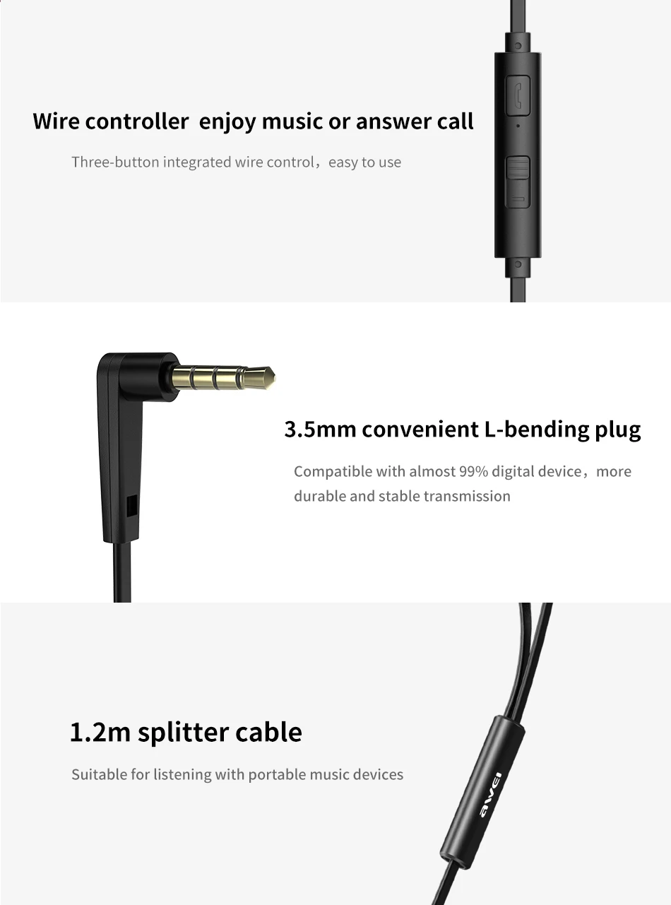 AWEI, Bluetooth наушники, беспроводные наушники, стерео, спортивные, в уши, проводные наушники, гарнитура с микрофоном для iPhone, Xiaomi, наушники