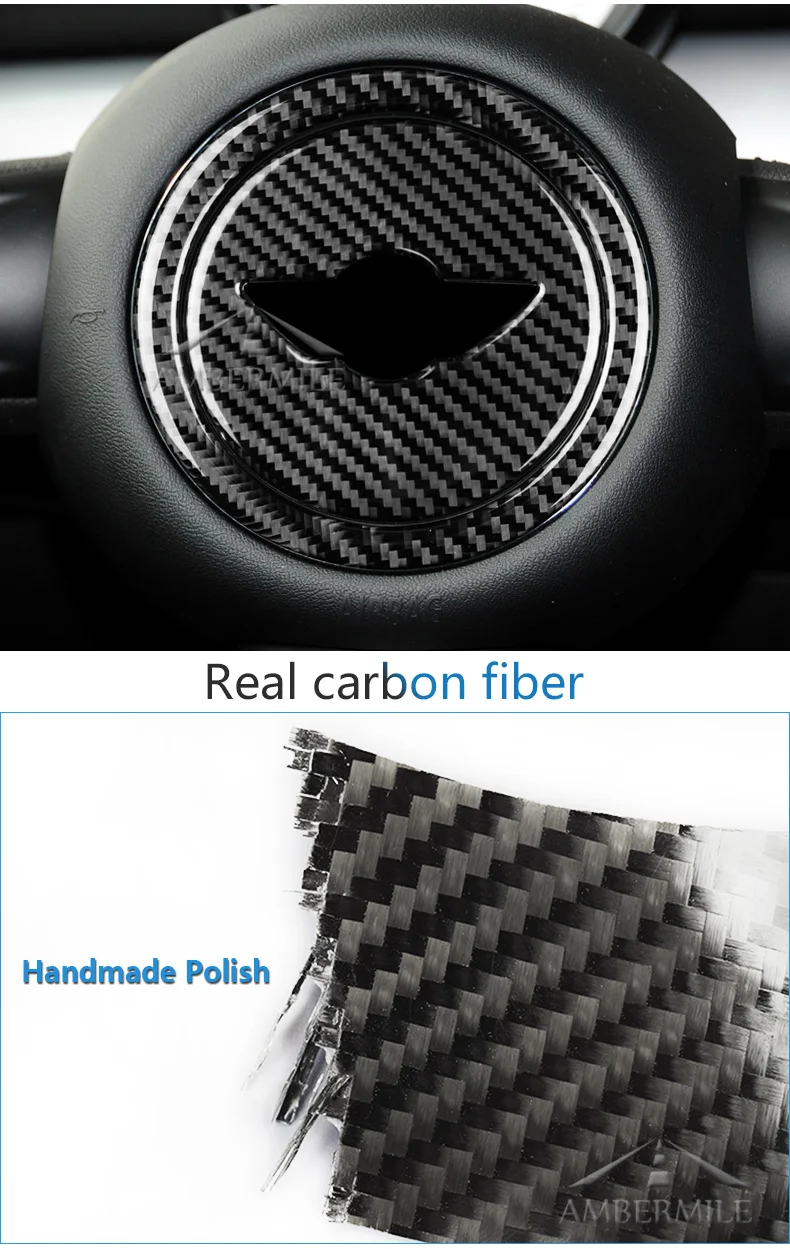 Carbon Fiber Steering Wheel Stickers Cover Trim for Mini Cooper Clubman R55 R56 Countryman R60 Paceman R61 Accessories (7)