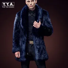 Зимняя мода мужская шуба из искусственного лисьего меха толстые теплые куртки большой меховой воротник Мужское пальто размера плюс 3XL отложной воротник Sobretudo