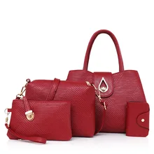 4 шт., Женская композитная сумка, модная, одноцветная, женская сумка-тоут, повседневная, повседневная, женская, на одно плечо, сумка на запястье