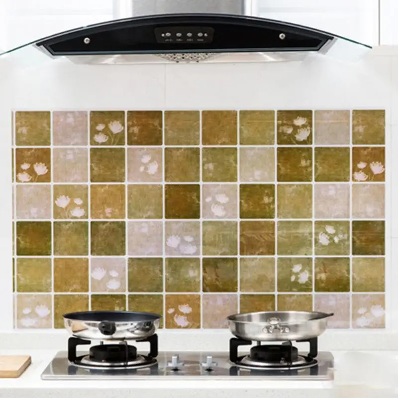 

2018 New Kitchen Wall Anti-Oil Stickers Self Adhesive Stove Fat Waterproof High Temperature Stickers Kitchen Decoration Sticker