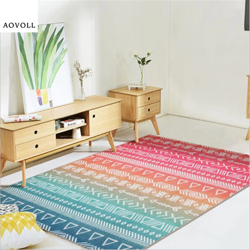 Коврик AOVOLL для гостиной, красочный мягкий ковер в скандинавском стиле для украшения спальни в скандинавском стиле, Домашний детский коврик