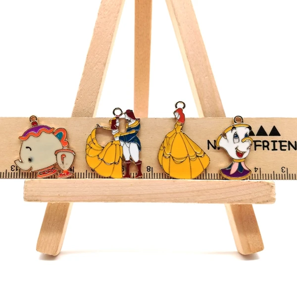 

10pcs Beauty and the beast princess Cartoon Charm Necklace/Bracelet/Earrings Pendants DIY Jewelry Making Accessories gift