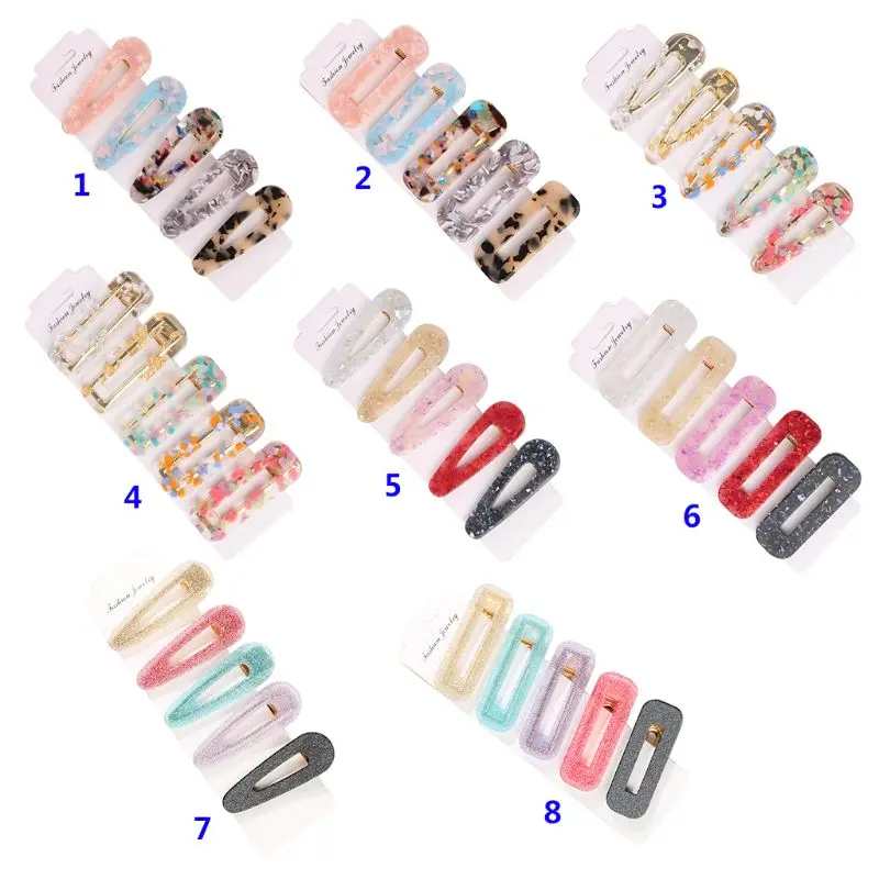 

5 Pcs Water Droplets Texture Bangs Hair Clip for Women Fashion Wild Geometric Hairpin BB Side Clips Hair Accessories Gifts