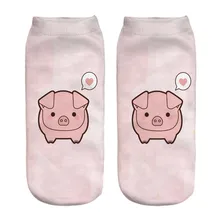 Новинка года; забавные хлопковые короткие носки с 3D принтом «розовая любовь» и «Свинка Пеппа» для женщин и девушек; корейские носки в стиле Харадзюку