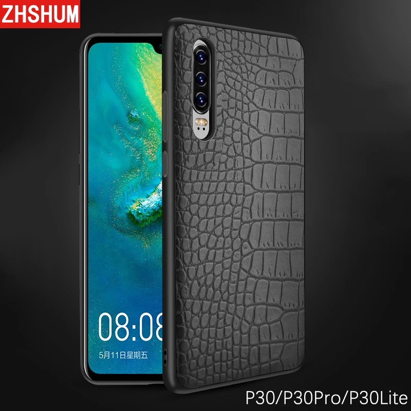Роскошный чехол из искусственной кожи для Huawei P30 Pro Lite мягкий с крокодиловым