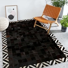 Ковер из воловьей кожи, Европейский простой современный геометрический Коврик для гостиной, прикроватный коврик для спальни, можно подгонять