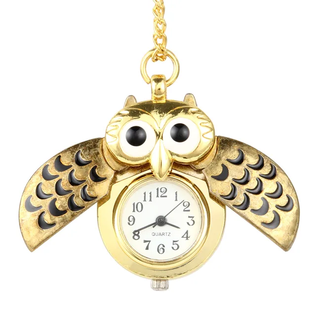 Vintage Bronze Retro Slide Smart Owl Pocket Watch Pendant Long Chain Necklace Je Vintage Bronze Retro Slide Smart Owl Pocket Watch Pendant Long Chain Necklace Je