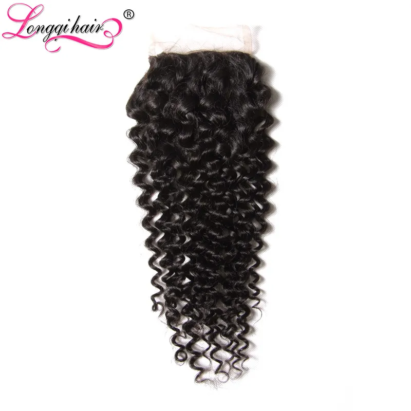 Longqi Hair Free/Middle/Three Part Peruvian Curly 4x4 Lace Closure Natural Color 10-20 Inch Remy Human Free Ship | Шиньоны и парики