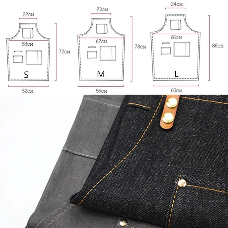 Denim Apron Leather Strap D82-5