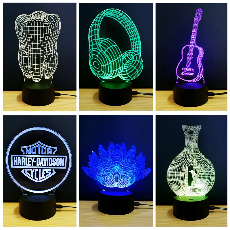 

Creative 3D Visual Piano Model Illusion Lamp LED 7 Color Changing Novelty Bedroom Night Light Music Home decor RGB Table Lamp
