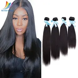 Sevengirls натуральный цвет девственные волосы ткачество 10-30 дюймов перуанские шелковистые прямые 4 Связки 100% человеческих волос расширение