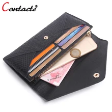 CONTACT’S Echtem leder Frauen Geldbörse weiblichen handtasche damen münze geld Kartenhalter-organisator Umschlag telefon inhaber Tasche